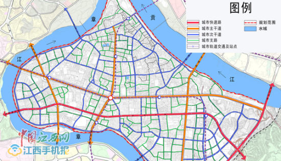 k& ~; n) ]  k, w  ]# i 赣州市公共交通规划图(白点为预留地铁站点)